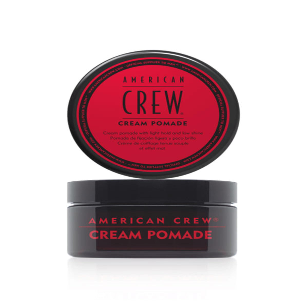 American Crew Cream Pomade jar for natural texture with light hold and low shine