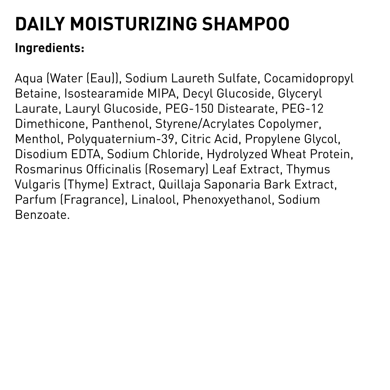 American Crew Daily Moisturizing Shampoo back-of-bottle view with tips