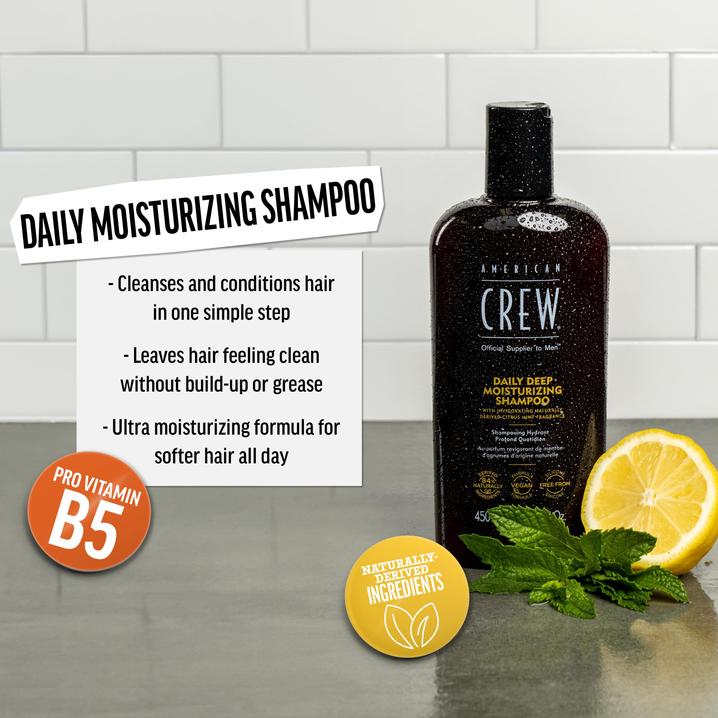 American Crew Deep Moisturizing Shampoo lather demonstrates gentle cleansing without buildup.