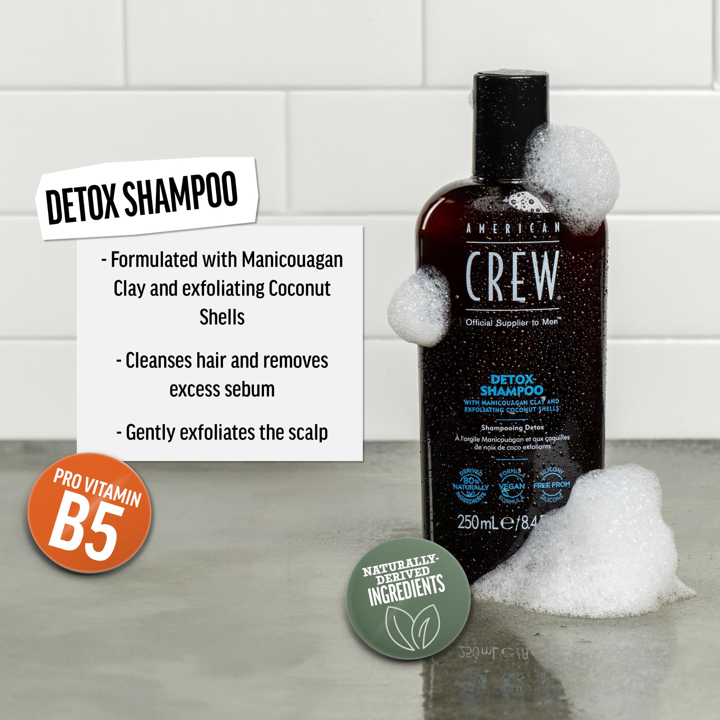 American Crew Detox Shampoo manicouagan clay nourishes while exfoliating