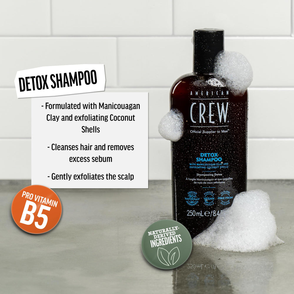American Crew Detox Shampoo manicouagan clay nourishes while exfoliating
