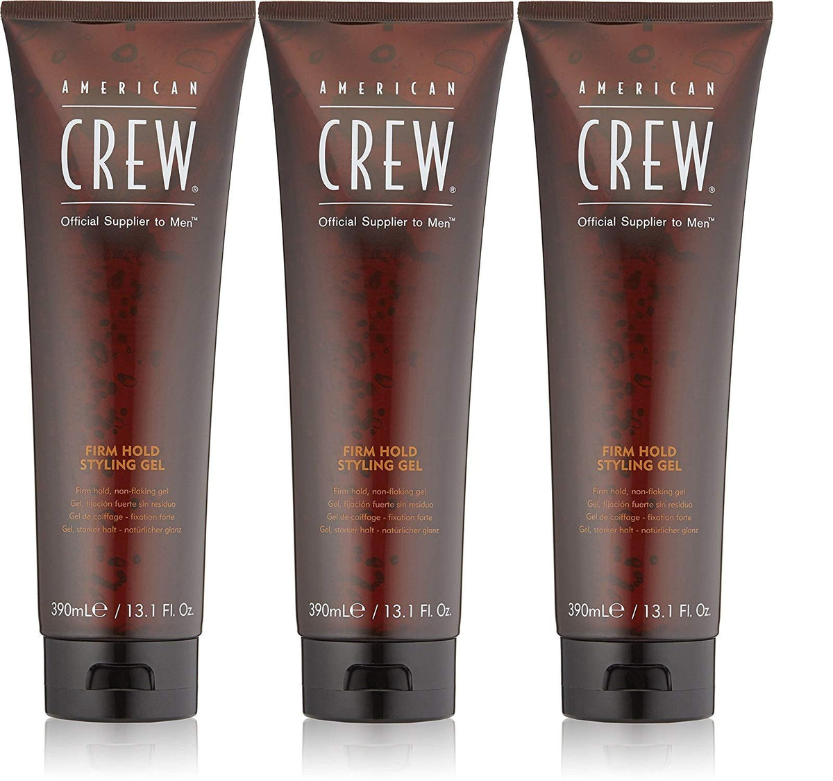 American Crew Firm Hold Styling Gel 13.1oz pack image shows strong hold for defined styles all day.