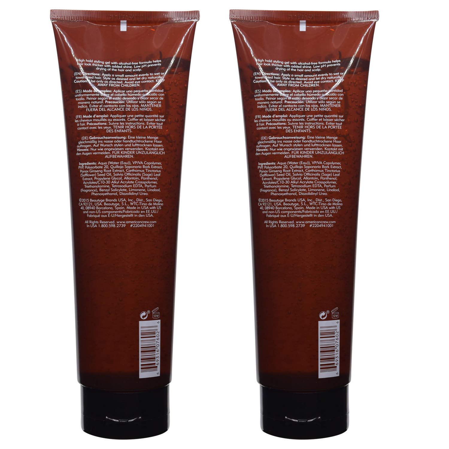 American Crew Firm Hold Styling Gel 13oz pack-2 back view for travel-friendly, long-lasting styling