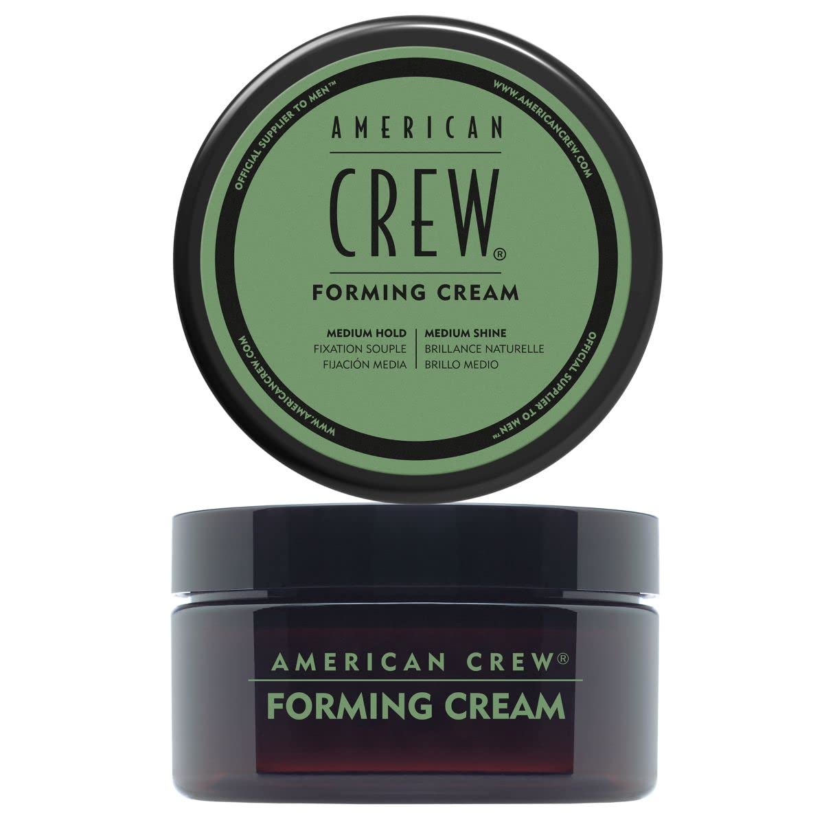 American Crew Forming Cream 3oz tub closeup showing pliable hold for flexible styling