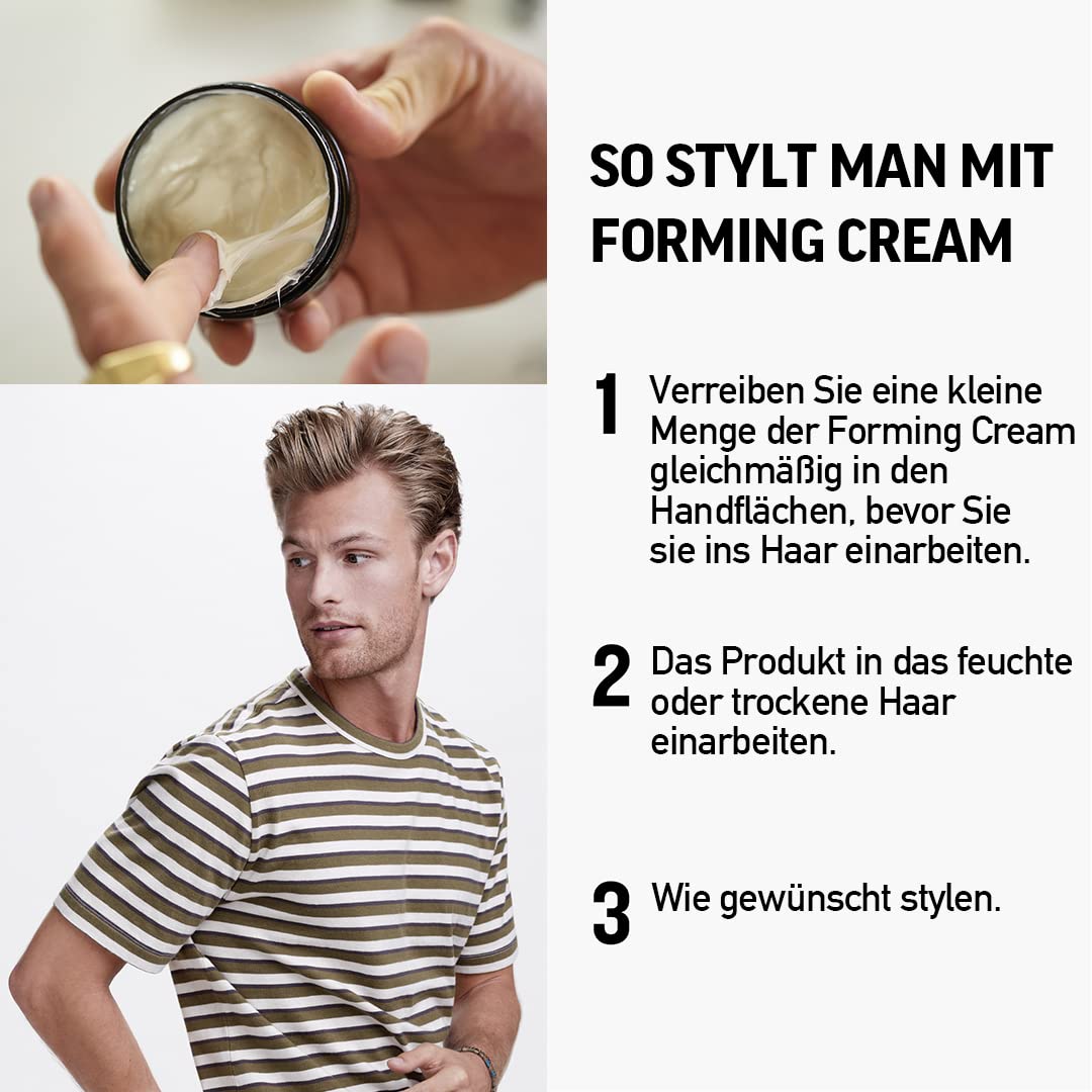 American Crew Forming Cream packaging on shelf highlights easy washout and natural shine