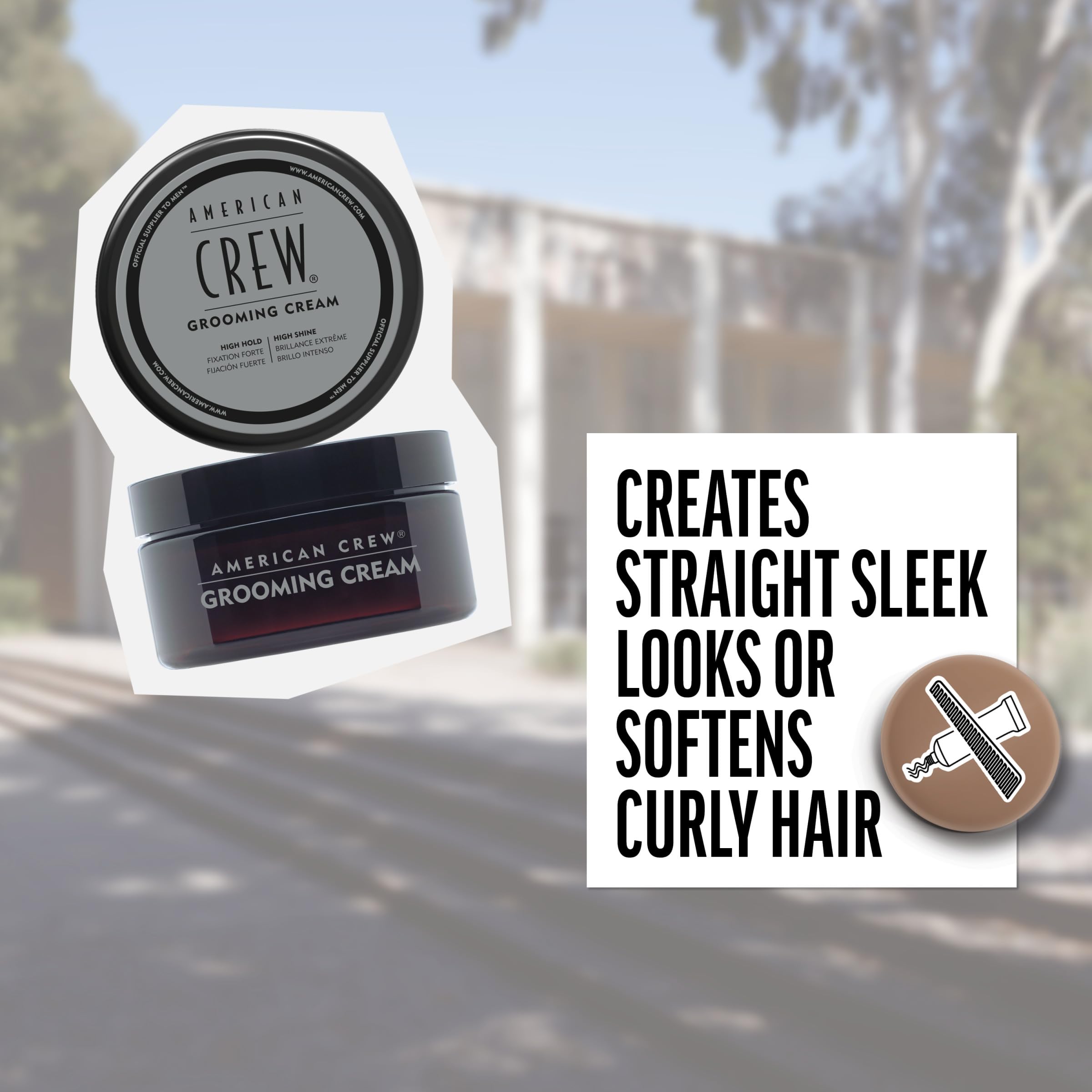 American Crew Grooming Cream high-shine finish on model's hair.