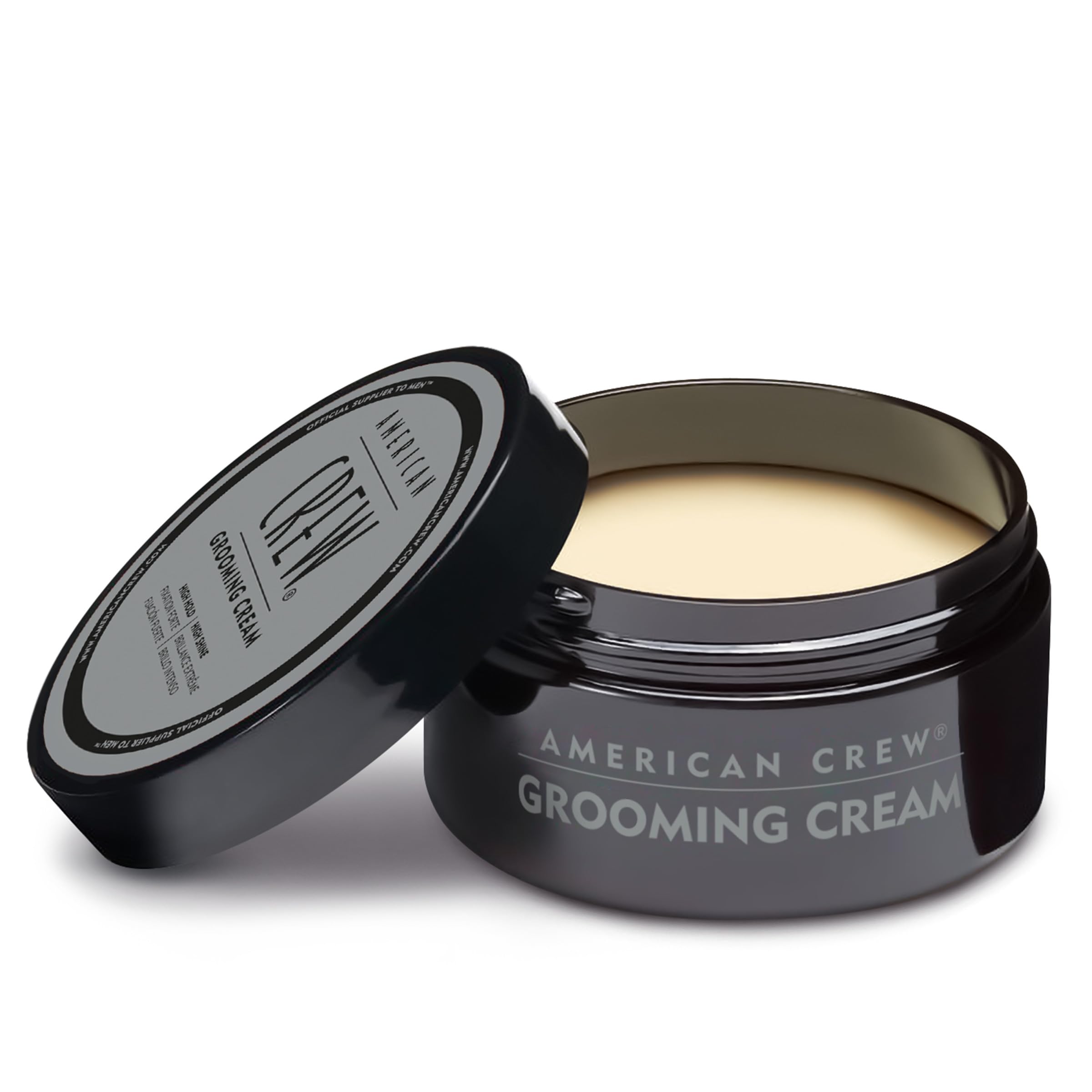 American Crew Grooming Cream packaging on shelf underscores versatile daily styling for men.
