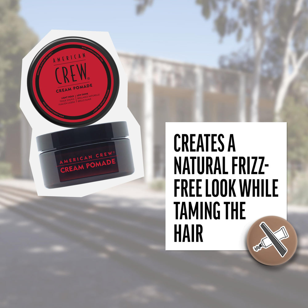 American Crew Hair Cream Pomade hands applying a small amount for a natural look