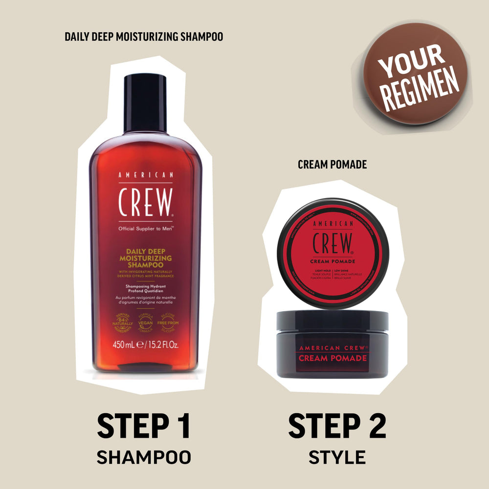 American Crew Hair Cream Pomade low shine finish suits casual to formal styles