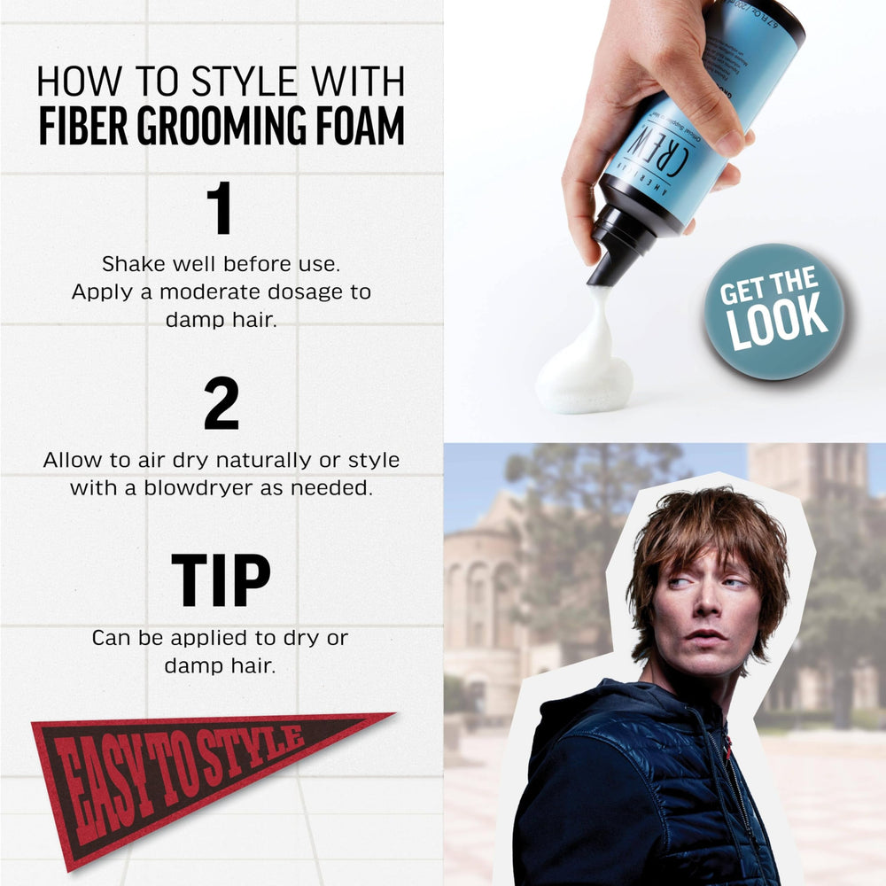 American Crew Hair Fiber Grooming Foam close-up highlights fibrous texture for flexible volume