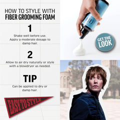 American Crew Hair Fiber Grooming Foam close-up highlights fibrous texture for flexible volume