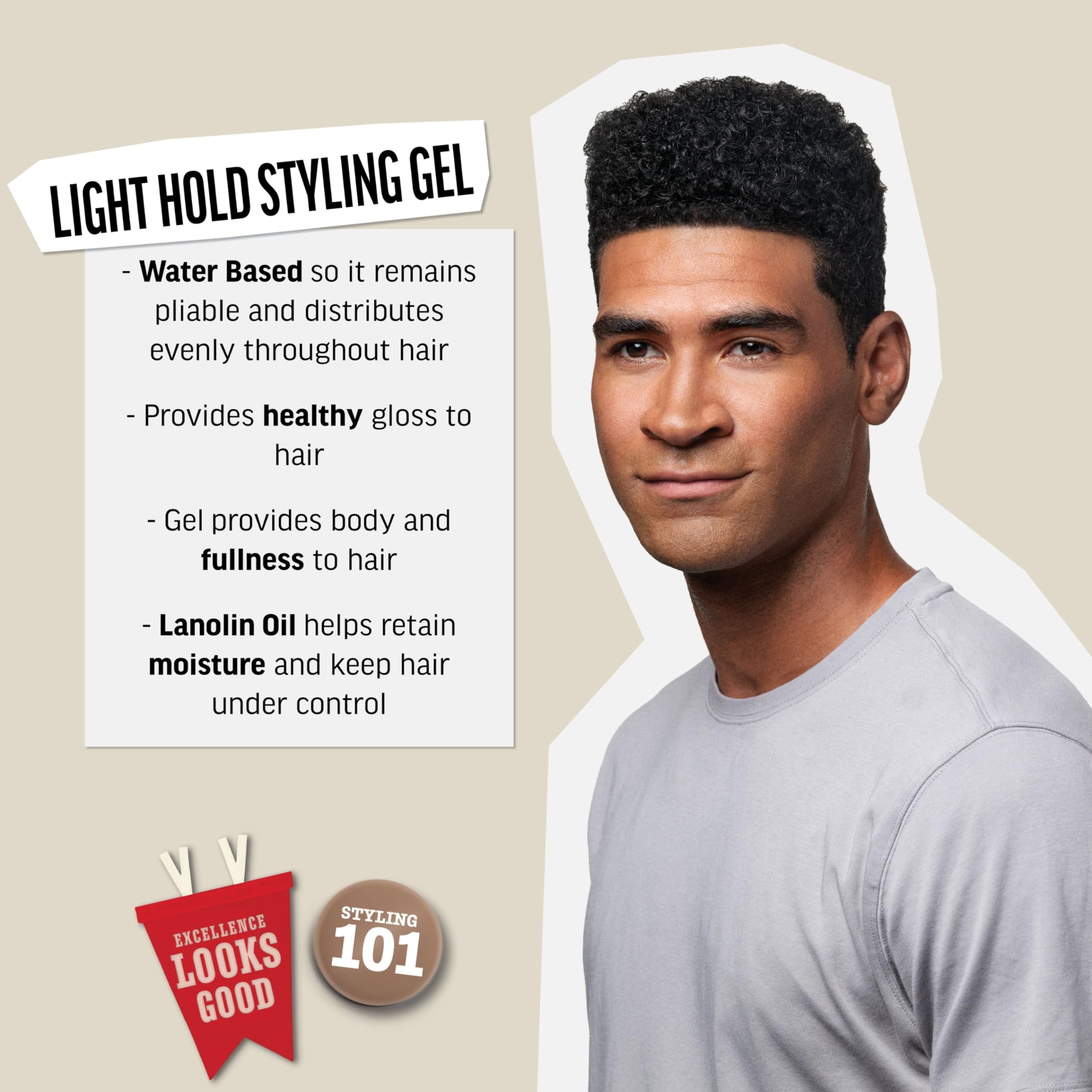 American Crew Hair Gel on towel-dried hair helps tame frizz and set texture.