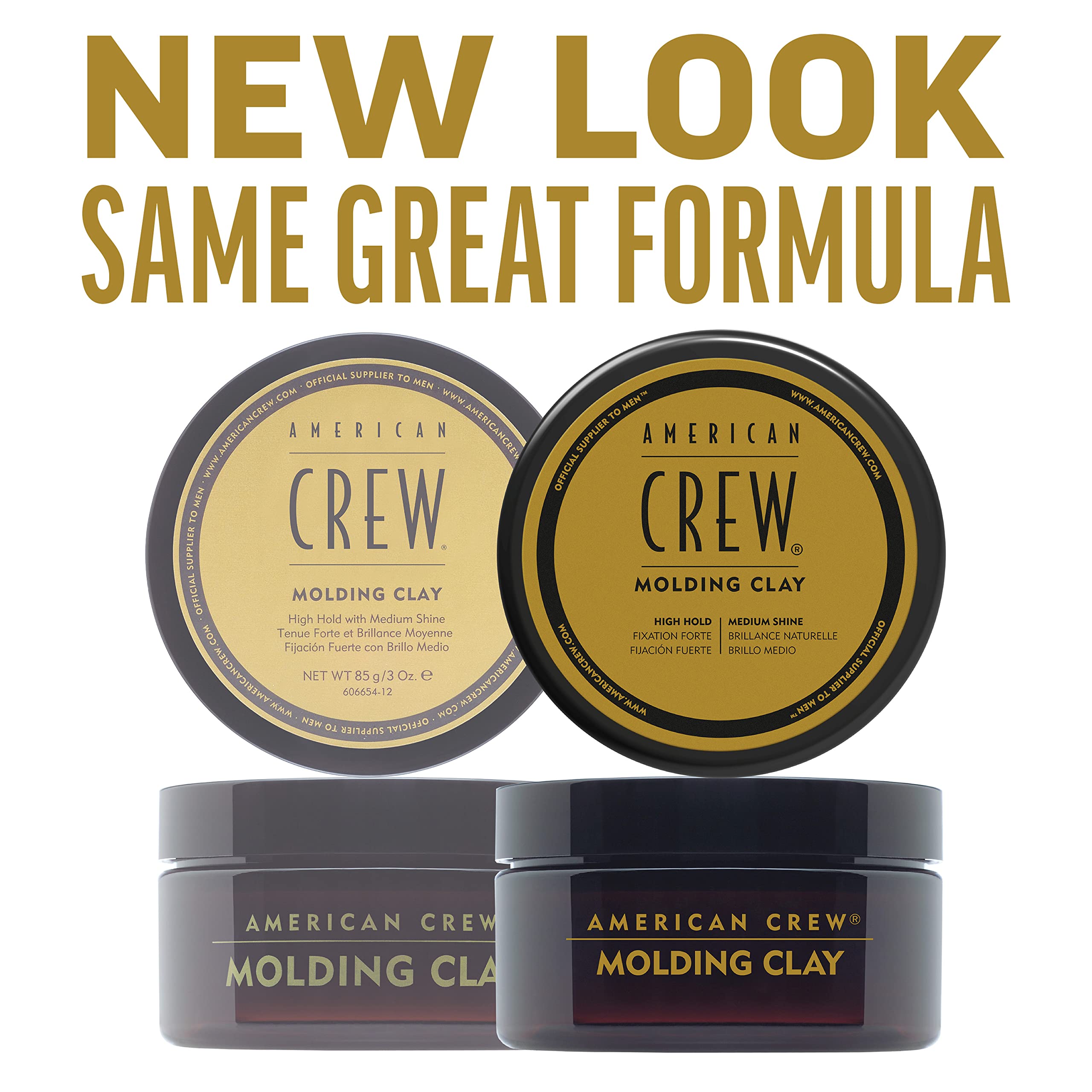 Medium-shine finish from American Crew molding clay adds subtle healthy-looking glow.