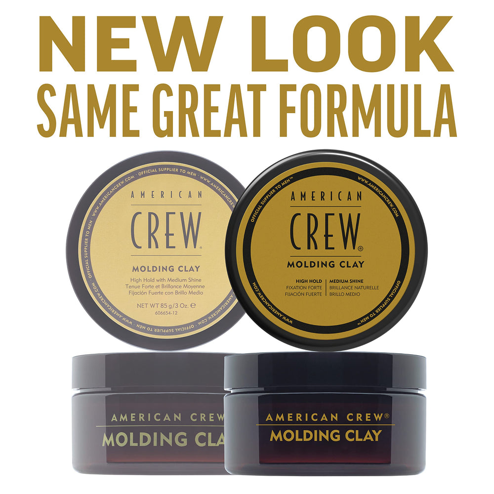 Medium-shine finish from American Crew molding clay adds subtle healthy-looking glow.