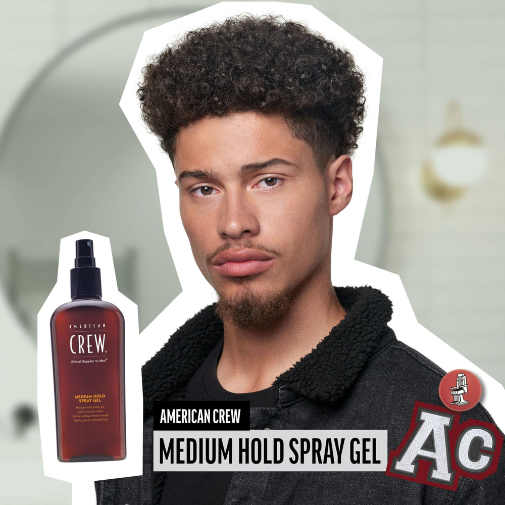 American Crew gel packaging highlights Sage, Ginseng, Quillaia ingredients for hair care.