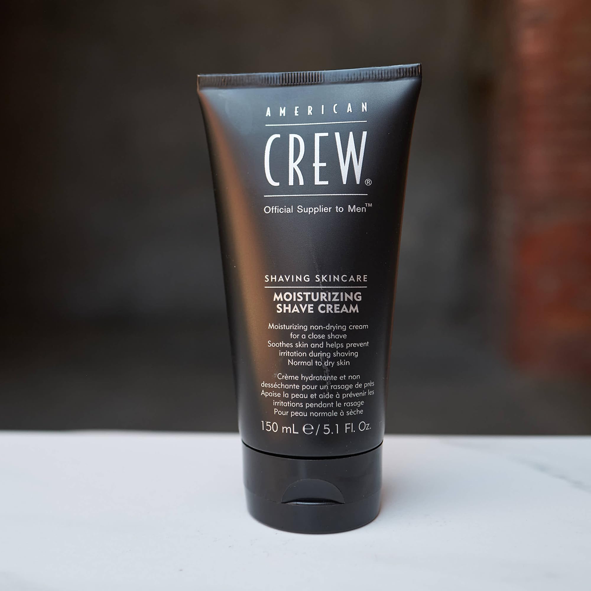 American Crew Moisturizing Shave Cream benefits normal to dry skin during shaving.