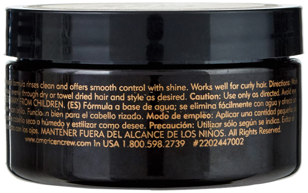 American Crew pomade for slick-back styling with high shine and textured finish.