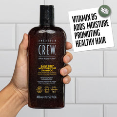 American Crew shampoo lather demonstrates conditioning without buildup for daily use.