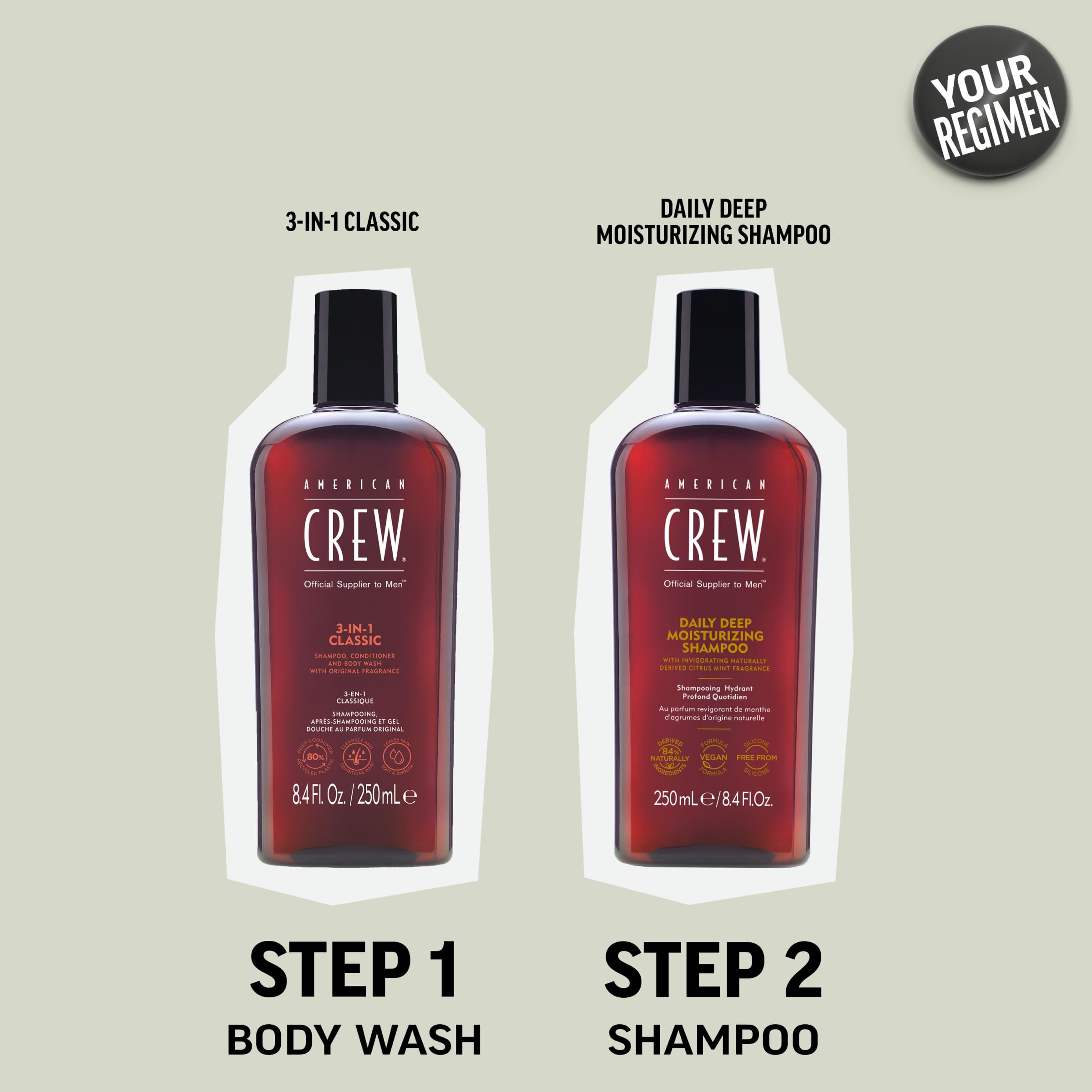 American Crew vegan and silicone-free formula supports daily-use for normal to dry hair.