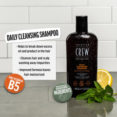 American Crew shampoo foam lather close-up showing light cleansing for normal to oily hair.