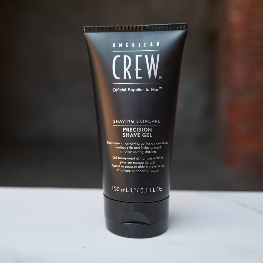 American Crew shave gel wet face and thin layer application benefit