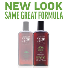 American Crew Tea Tree 3-in-1 lather cleanses hair and skin gently.