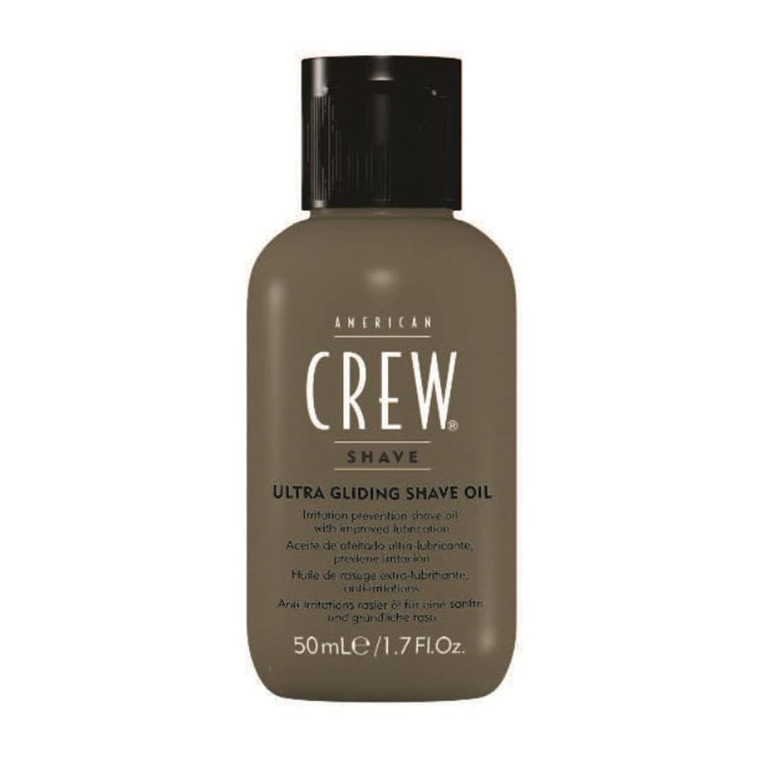 American Crew Ultra Gliding Shave Oil application scene highlights easy facial massage
