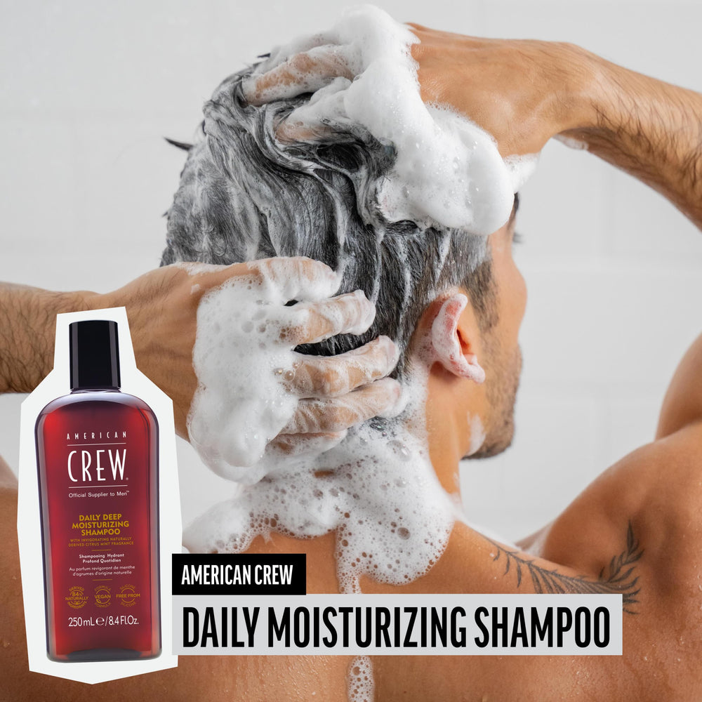American Crew Vitamin B5 infused shampoo promotes healthy-looking hair with daily use.