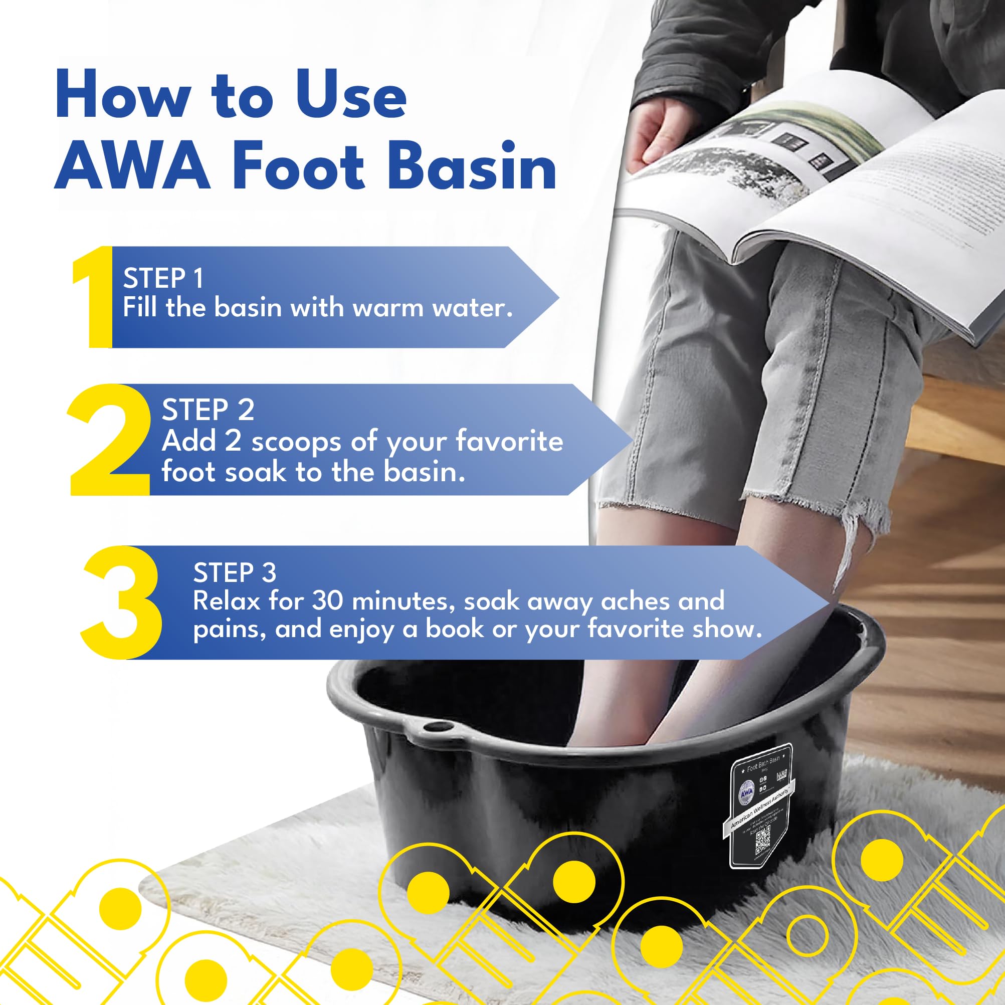 American Wellness Authority AWA foot bath ready for epsom salts and essential oils