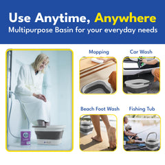 American Wellness Authority portable foot spa with handle for easy transport.