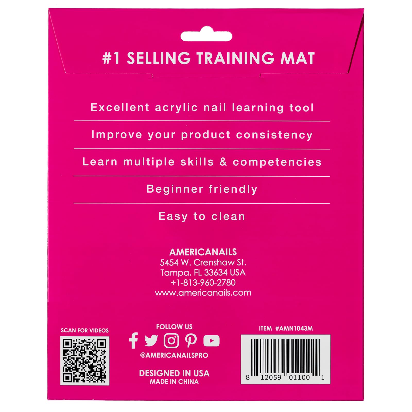 Americanails Training Mat surface: wipe-clean for quick cleanup after sessions