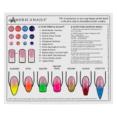 Americanails Mini Acrylic Nail Training Mat icons: bead and design placement practice