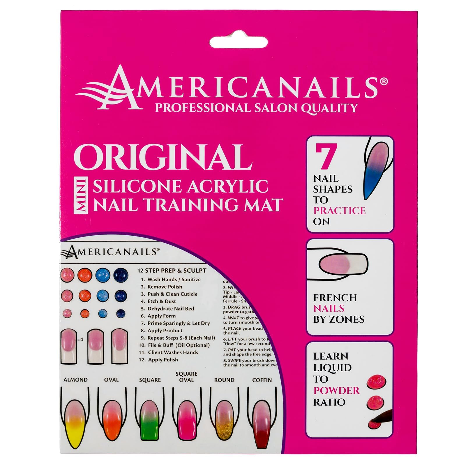 Americanails Mini Acrylic Nail Training Mat rollup: portable practice on the go