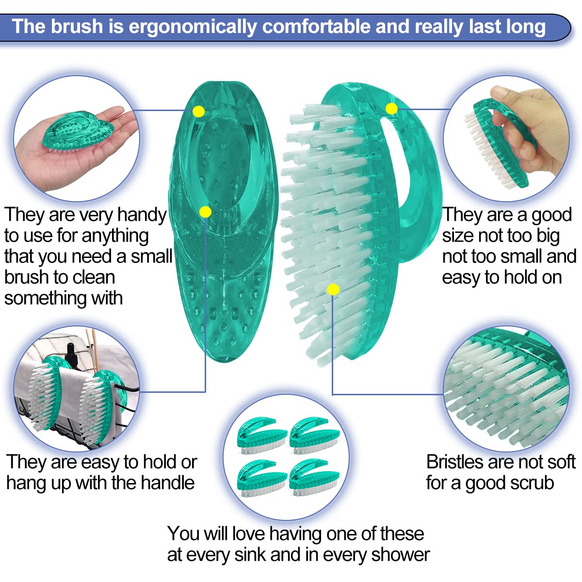 AMERWASH PLUS under-nails cleaning brush green targets nails and skin buildup