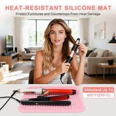 AMIJEAL heat-resistant silicone mat suits flat irons and curling irons on vanity