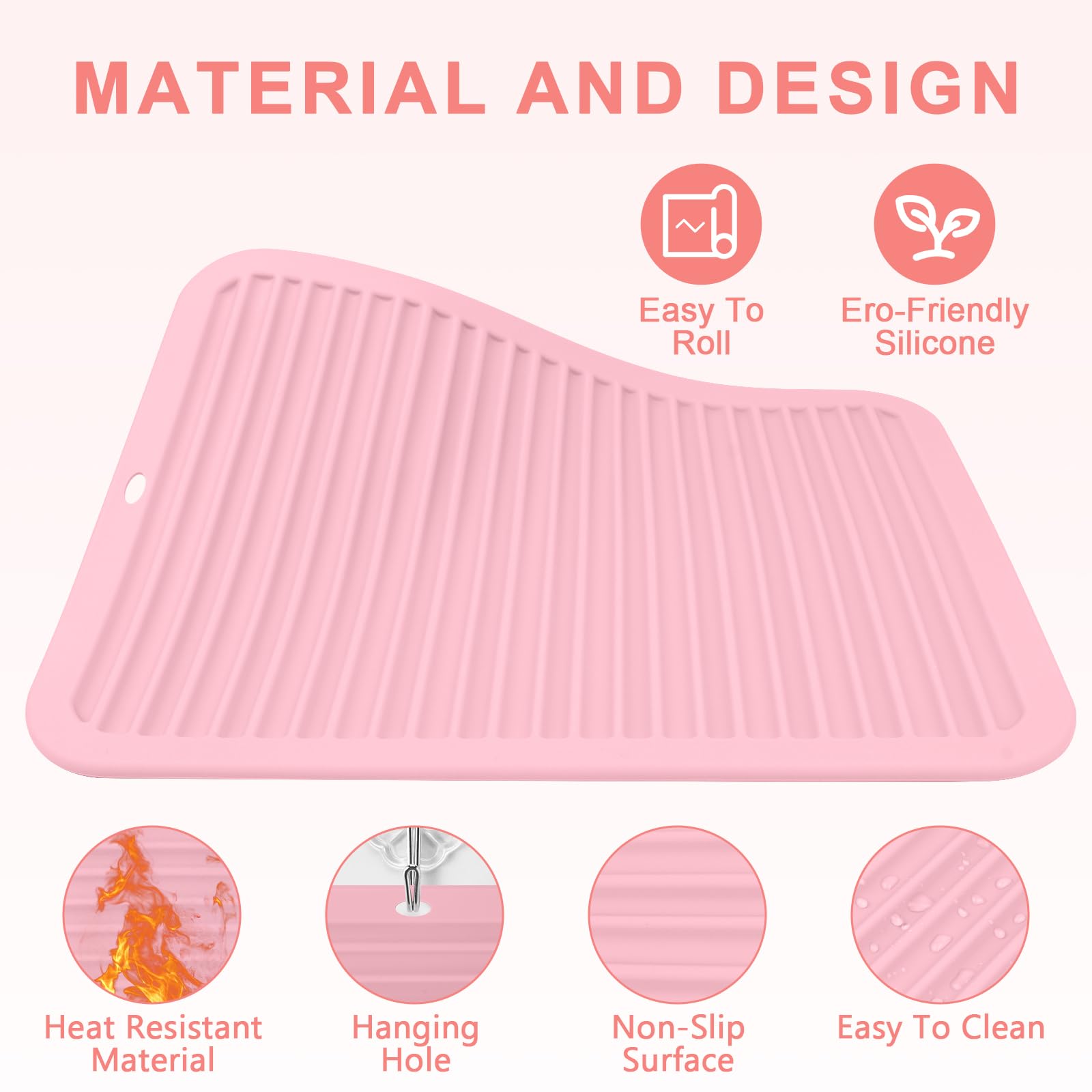 AMIJEAL non-slip textured mat with Velcro secure storage