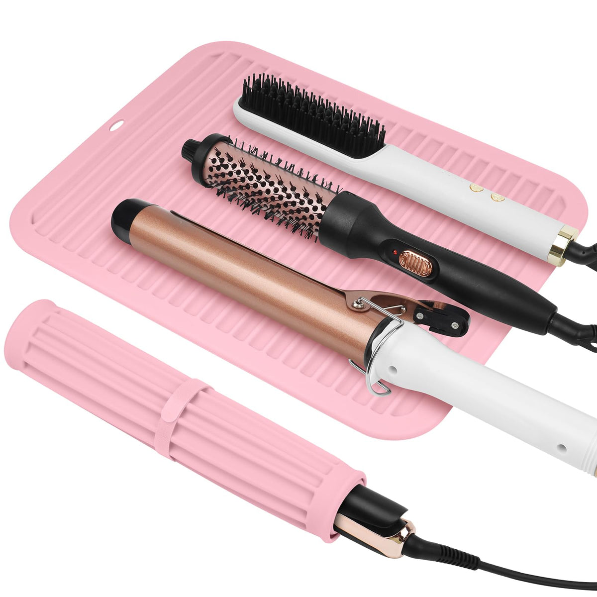 AMIJEAL oversize silicone heat-resistant mat keeps surfaces safe during styling