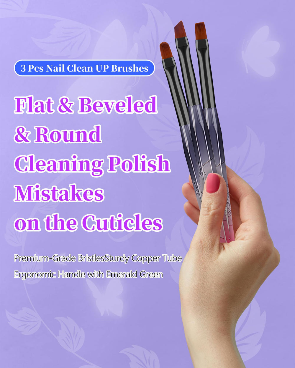 AMilHiTon OPI remover brush angled brush delivers precise cleanup in tight nail areas.