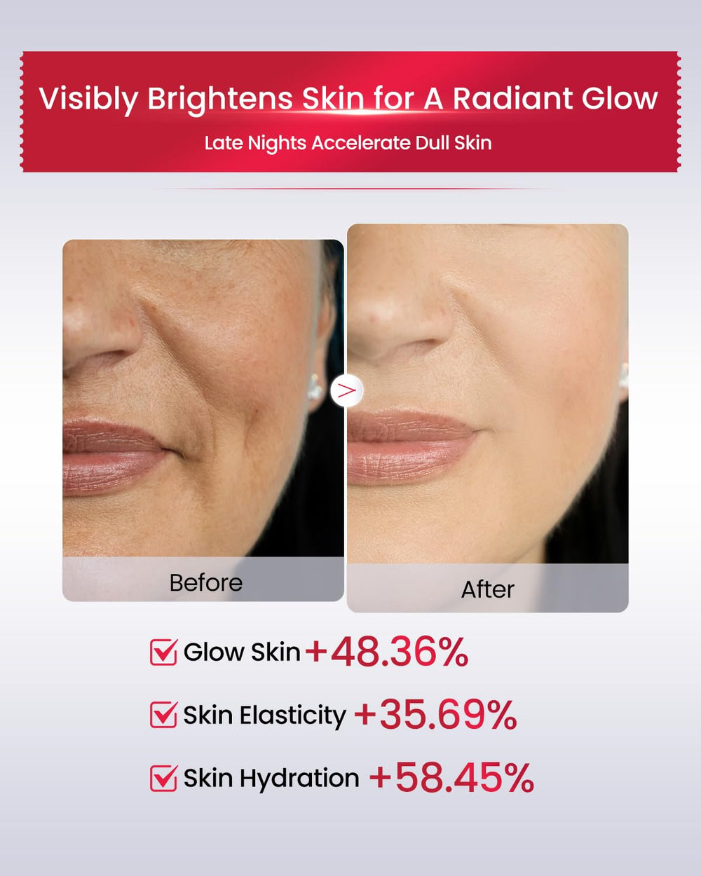 AMIRO HydraGlow Booster facial detail highlighting smoother texture prospects.