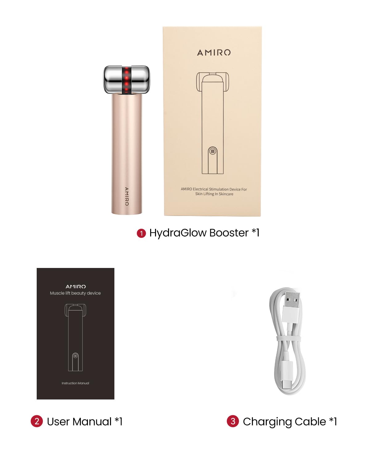 AMIRO HydraGlow Booster portable at home setup ready for daily routines.