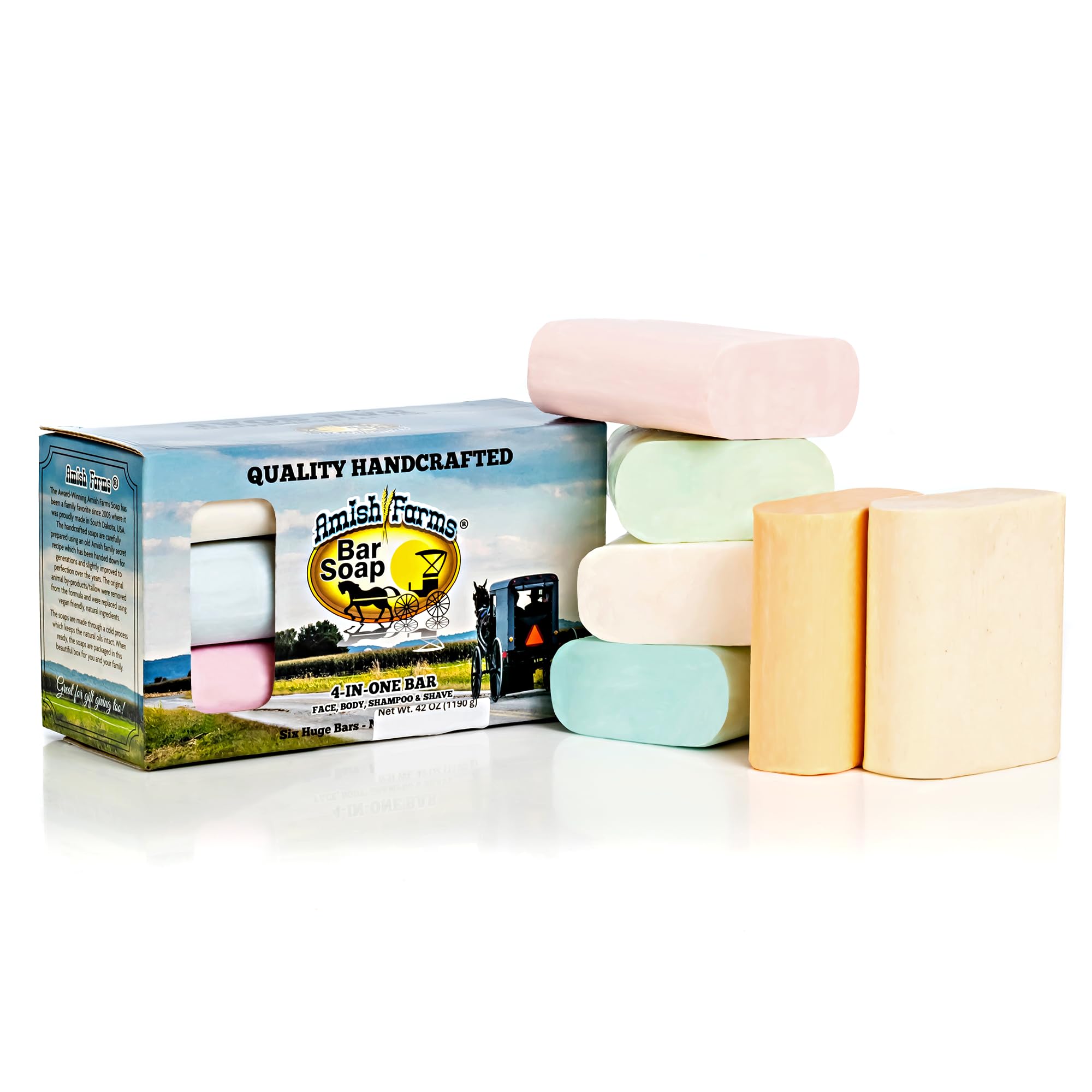 Amish Farms clean scent depiction encourages refreshing shower experiences.