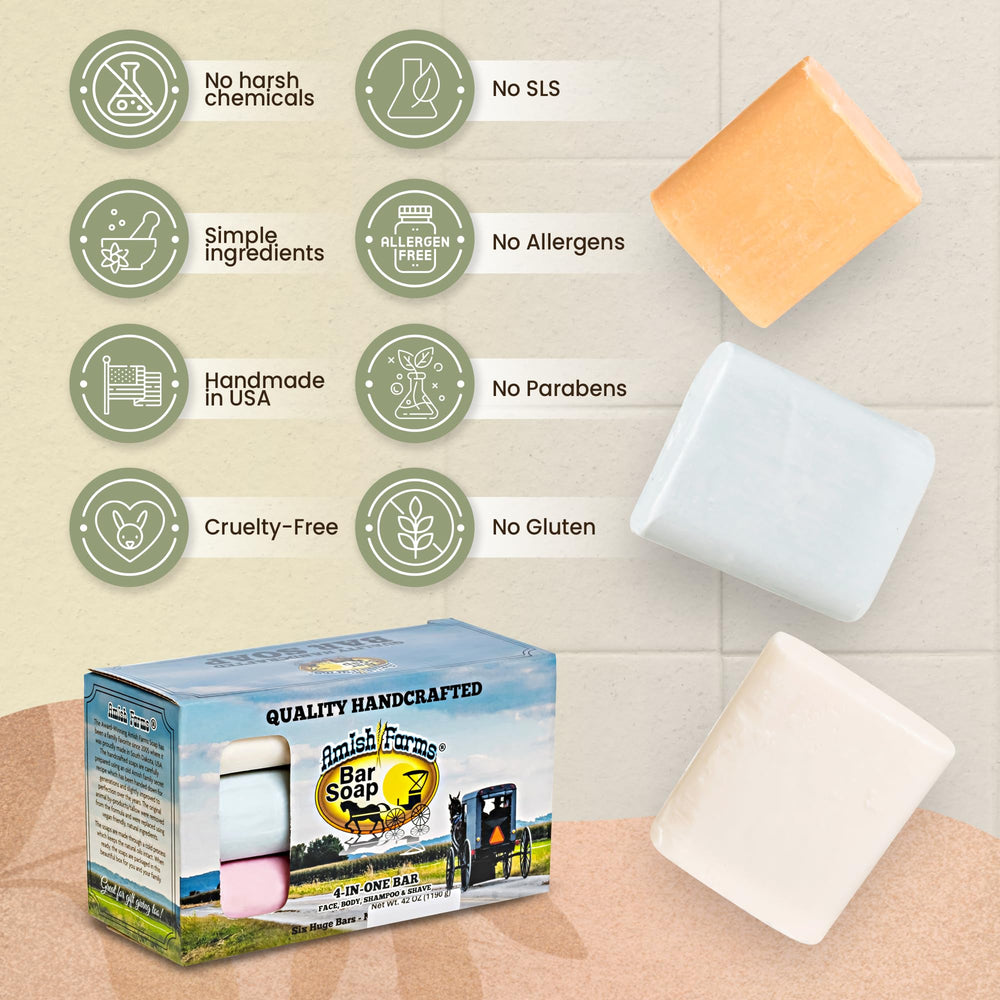 Amish Farms soap designed for sensitive skin shown for daily use.