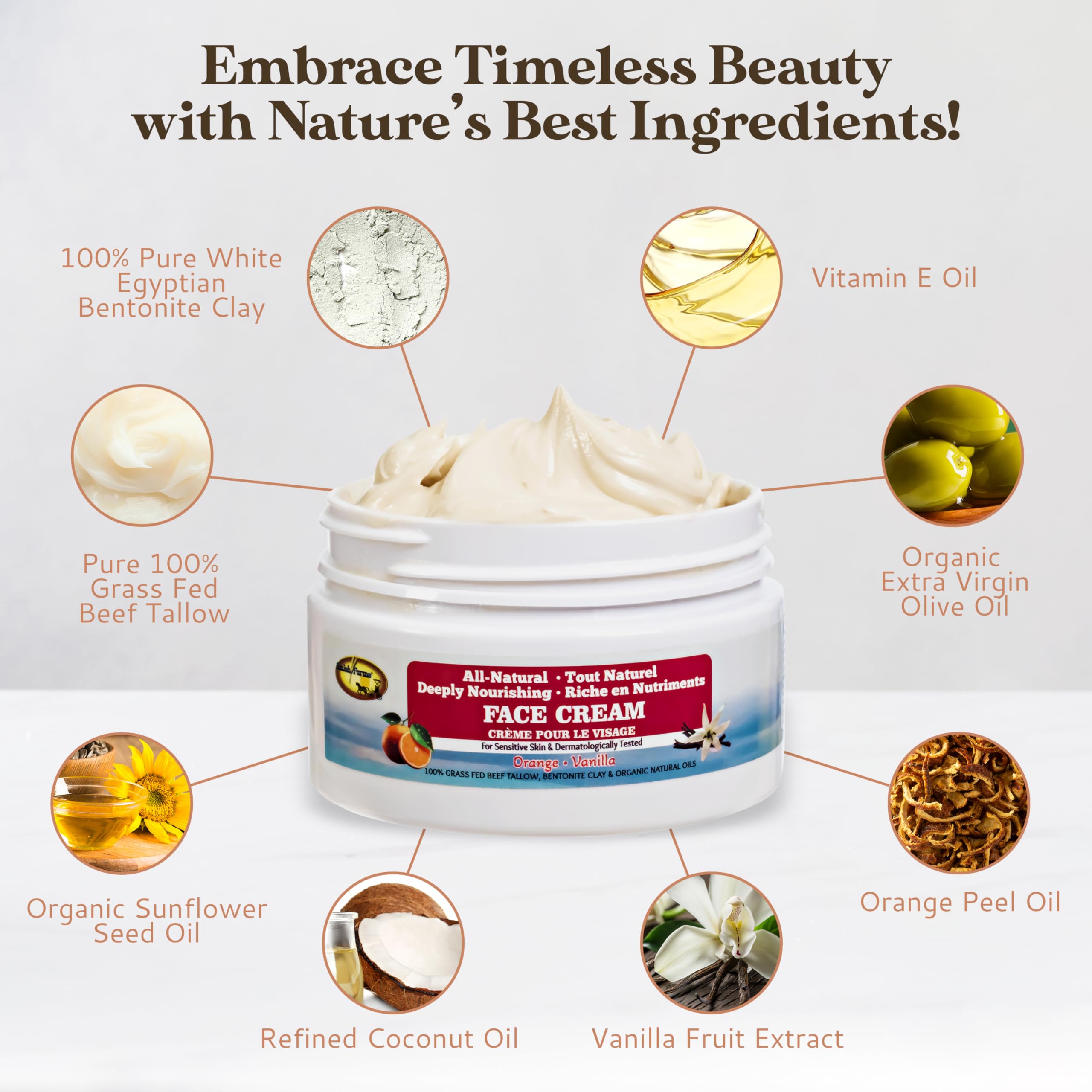 Amish Farms Grass-fed Tallow closeup highlights quality ingredients for skin softness.