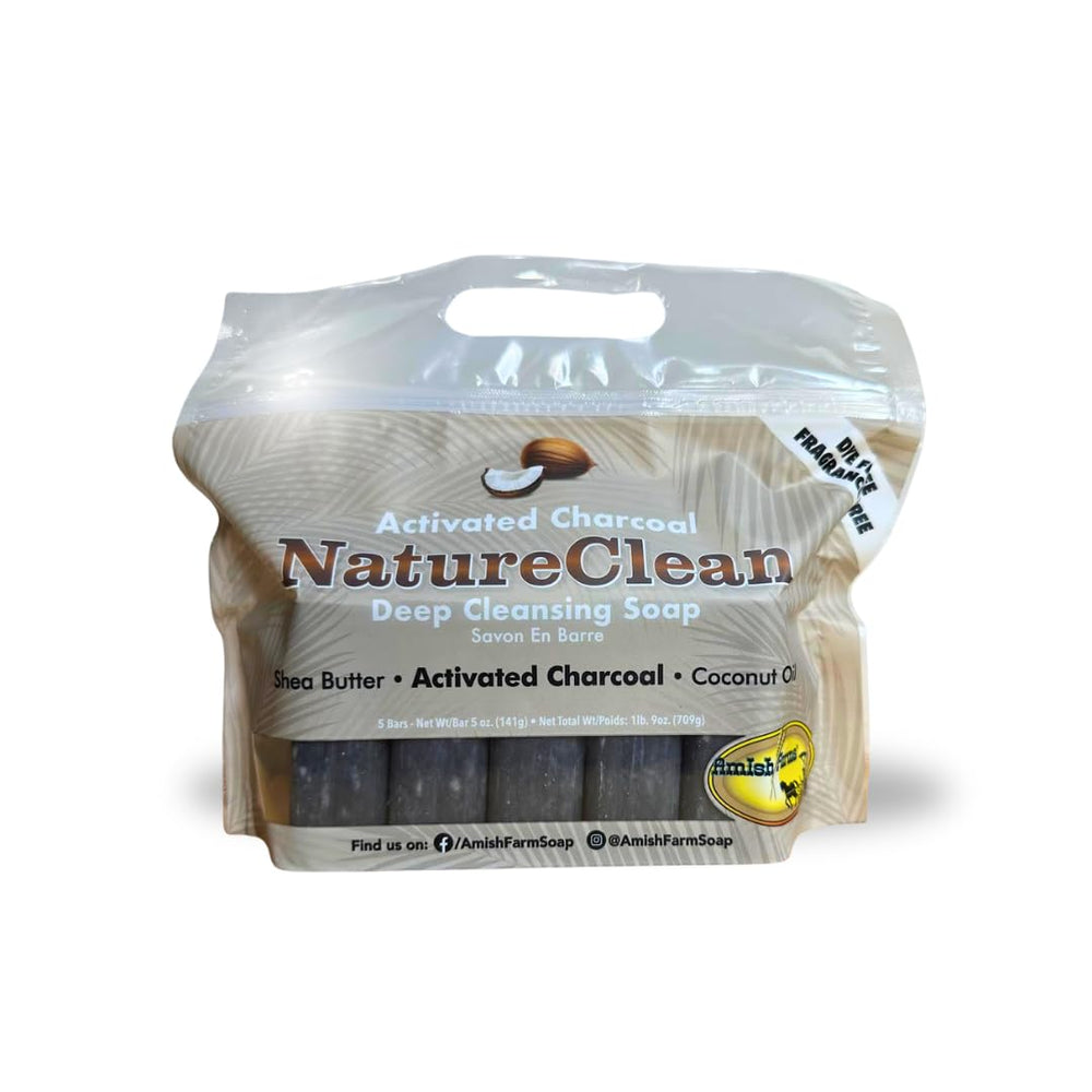 Amish Farms NatureClean soap packaging, fragrance-free for sensitive-skin daily cleansing.