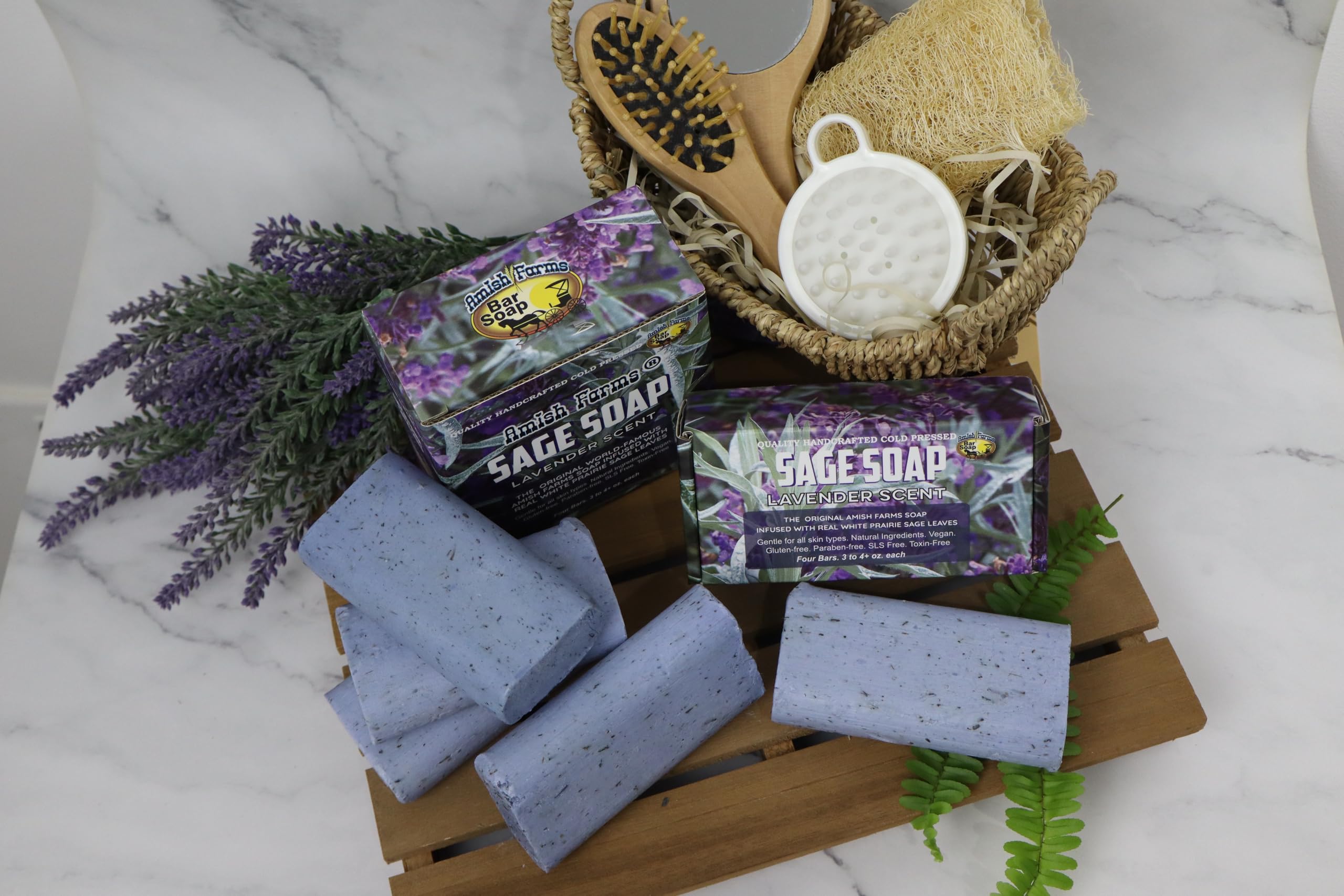 Amish Farms Sage Soap Bar bentonite-clay delivers deep cleansing and deodorizing feel.