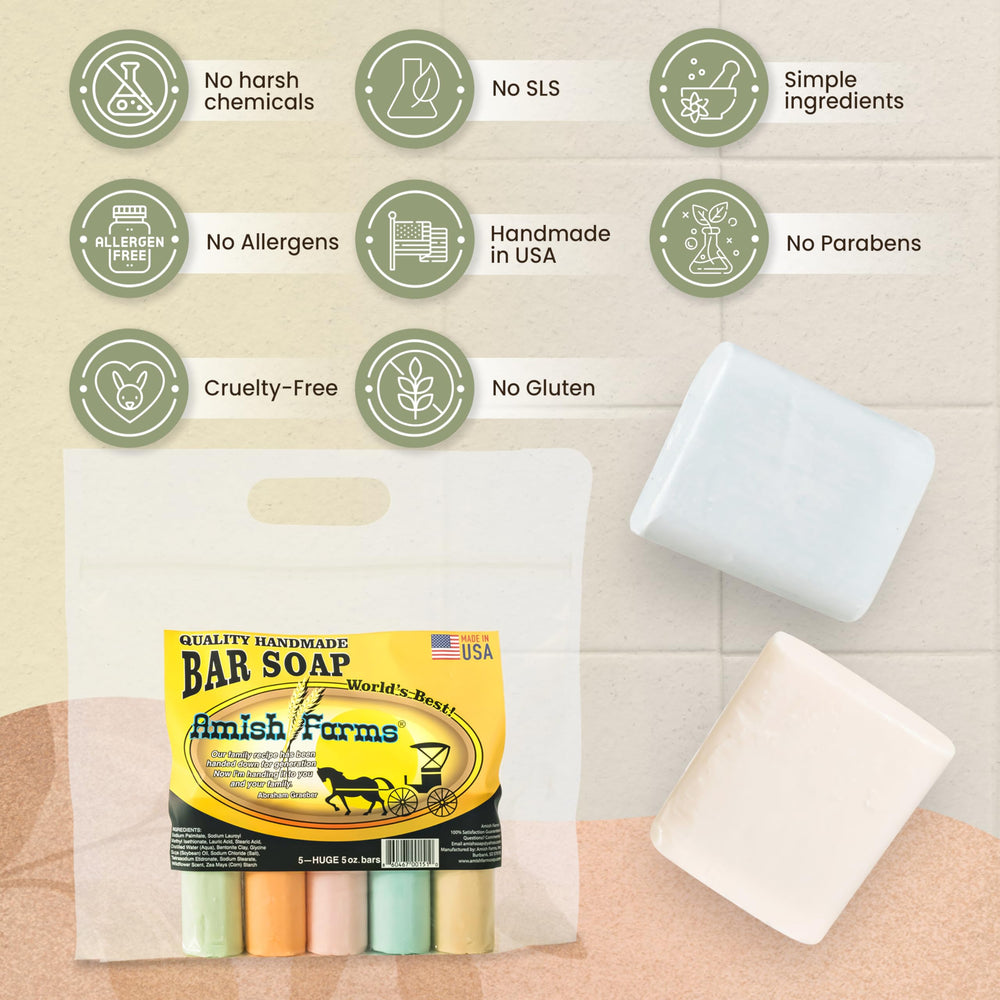 Amish Farms soap for sensitive skin during daily wash routines.