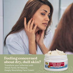 Amish Farms Tallow Face Cream texture closeup highlights nourishment and smooth finish.
