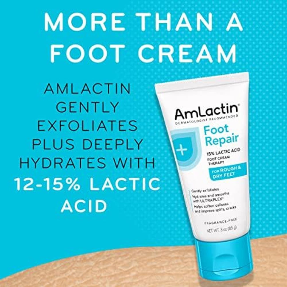 AmLactin textured cream application on foot demonstrates smoothing rough areas.
