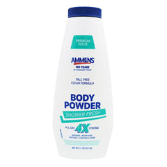 AMMENS Powder Shower Fresh dispense shows easy, mess-free application for even coverage.