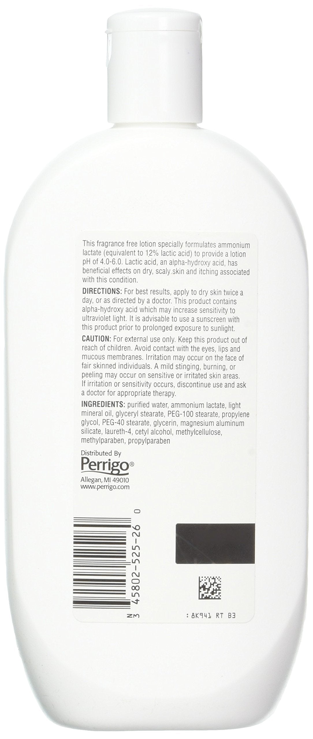 Ammonium Lactate Lotion 12%C-P label closeup showing directions for moisturization